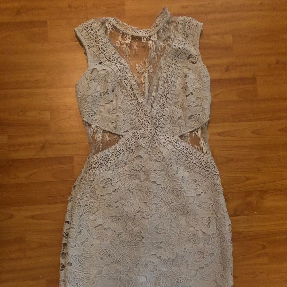 Gorgeous Mauve Lace Dress with Cutouts
